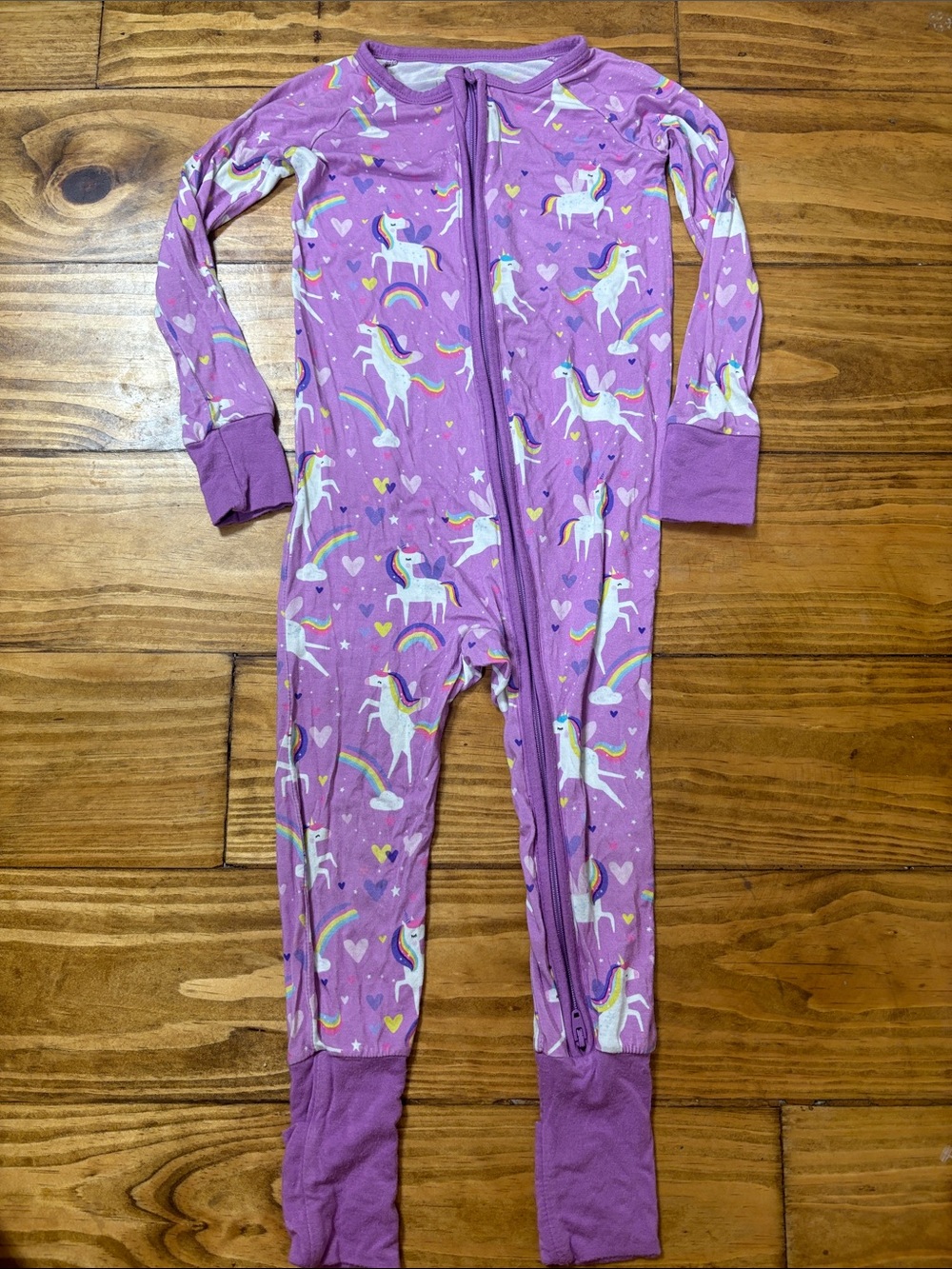 Little Sleepies 18-24 Month Purple Unicorn & Rainbows Zippie